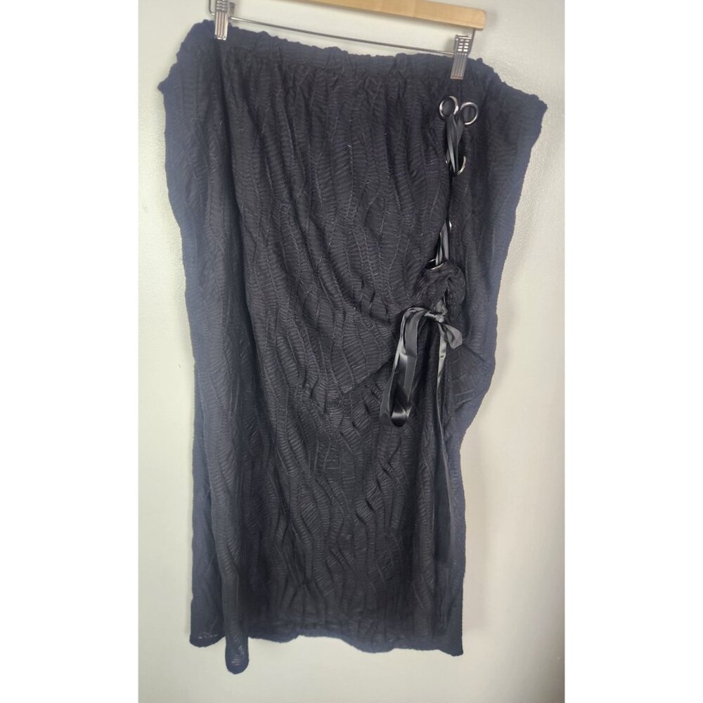 Nightfall By Torrid Women's Sz. 4X Black Lace Up One Side Midi Skirt NWT